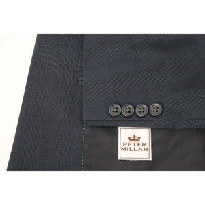 Peter Millar Sport Coat Mens 44L Single Breasted Two Button‎ Wool Blue Plaid